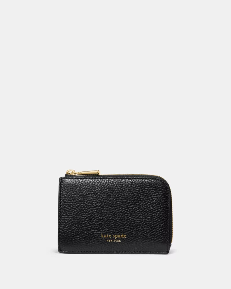 mini zip card case black