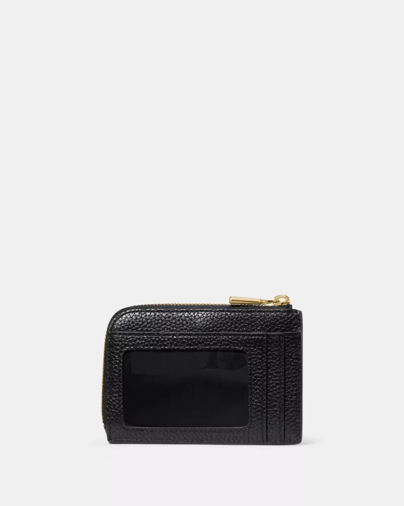 mini zip card case black