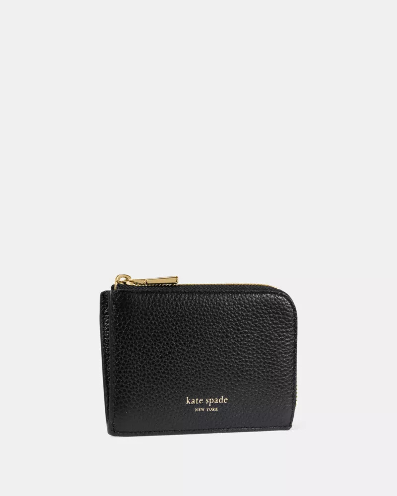 mini zip card case black