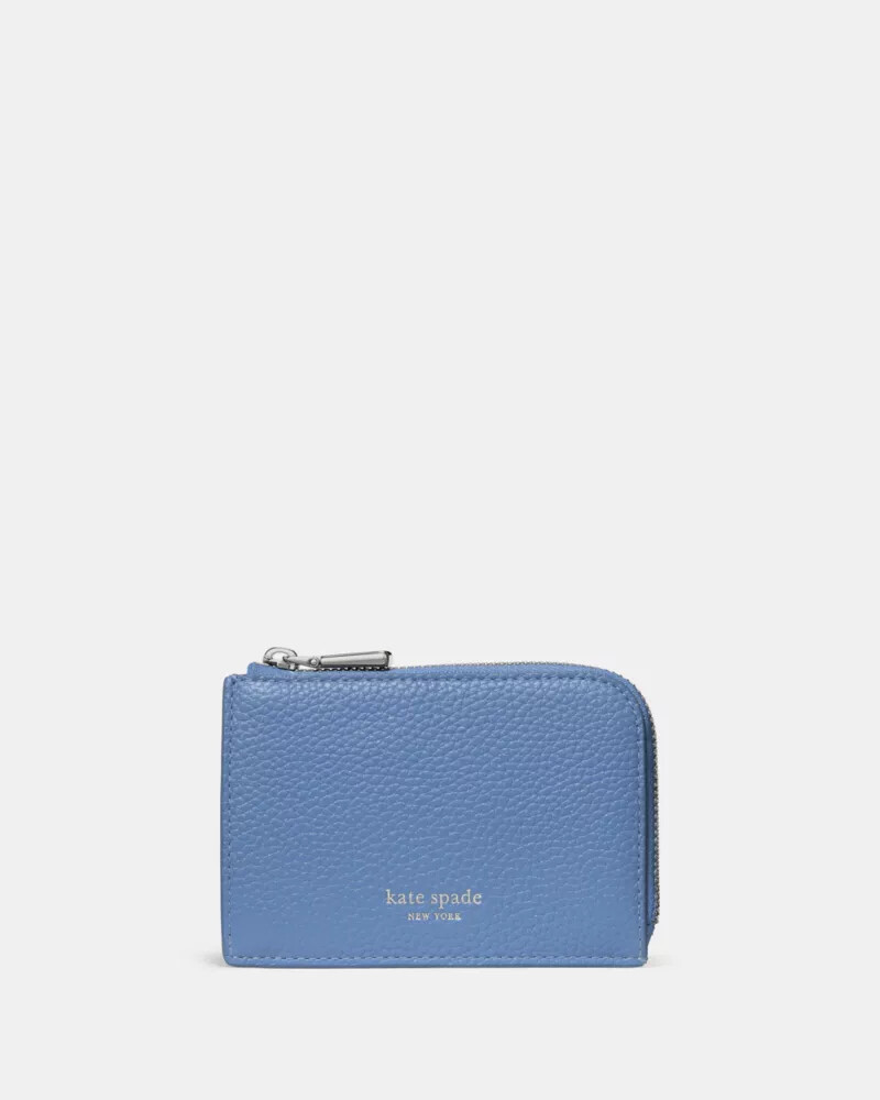 mini zip card case blue