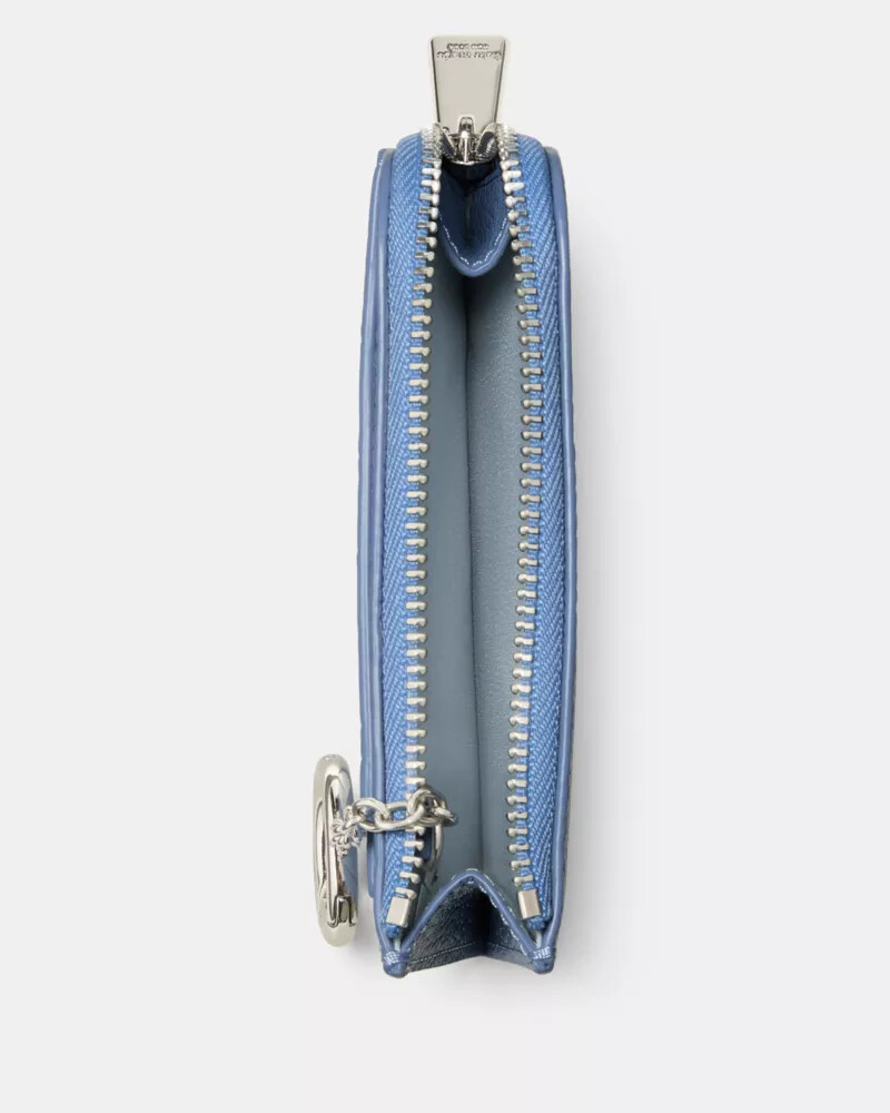 mini zip card case blue