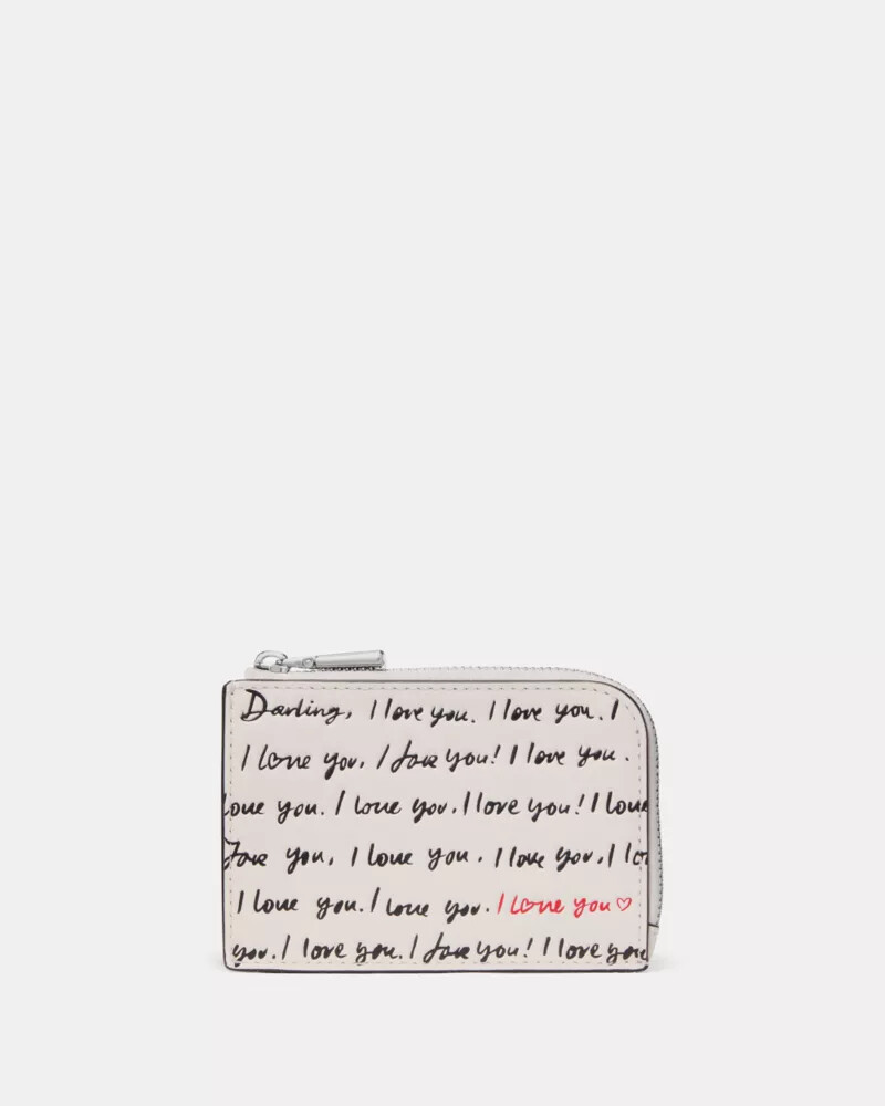 i love you mini zip card case cream multi