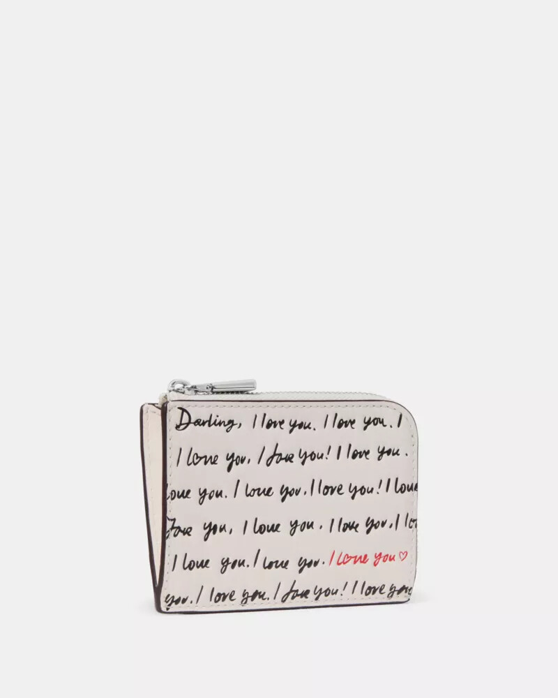 i love you mini zip card case cream multi