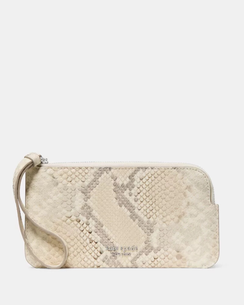 zippy snake embossed wristlet neutral multi