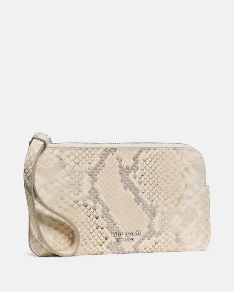 zippy snake embossed wristlet neutral multi